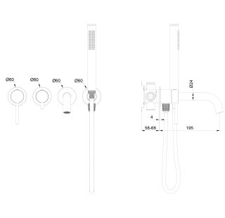 Встраиваемый смеситель для ванны Wonzon & Woghand Stick WW-889017-BG брашированное золото