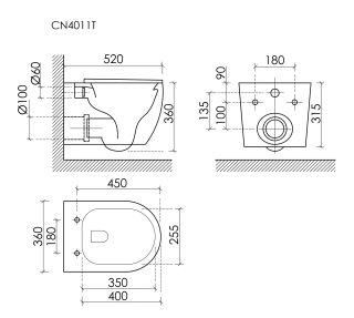 Унитаз подвесной Ceramicanova Ной (Noe) CN4011T торнадо 3.0 белый