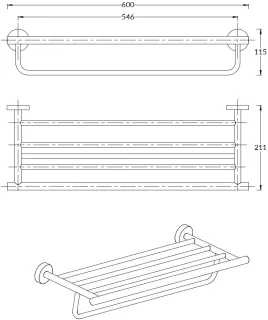 Полка для полотенец Kerama Marazzi Изола IS.06.KM.BLK.M чёрный матовый