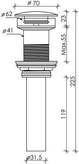 Донный клапан для раковины Ceramica Nova CN2000MDH без перелива тёмный антрацит матовый Донный клапан для раковины Ceramica Nova CN2000MDH без перелива тёмный антрацит матовый