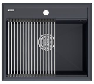 Комплект Paulmark: мойка Stepia 60 и ролл-мат Step PM115951-AN+R375-BS антрацит/брашированная нержавеющая сталь Комплект Paulmark: мойка Stepia 60 и ролл-мат Step PM115951-AN+R375-BS антрацит/брашированная нержавеющая сталь