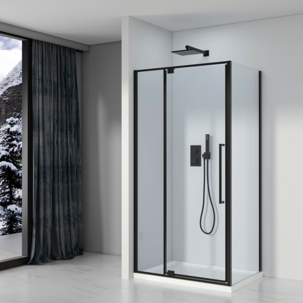 Душевой уголок Black&White Stellar Wind 8121000 100x100 см профиль чёрный матовый стекло прозрачное