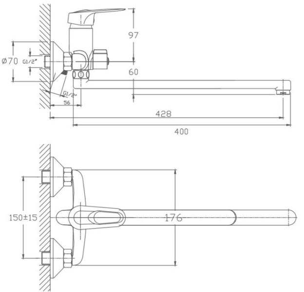 Смеситель для ванны Haiba HB2237 хром