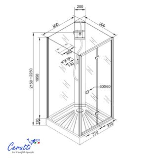 Душевая кабина Ceruttispa Белла (Bella) 90T 90x90 см профиль хром стекло прозрачное