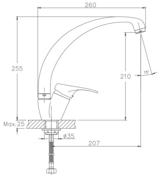 Смеситель для кухни Haiba HB4113-2 хром