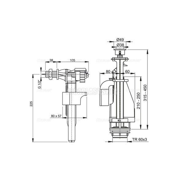Выпускной комплект с двойной кнопкой AlcaPlast SA08S 1/2" CHROM Выпускной комплект с двойной кнопкой AlcaPlast SA08S 1/2" CHROM