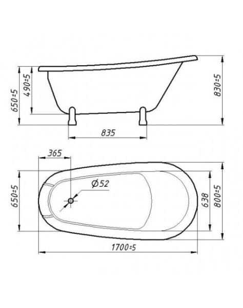 Ванна из искусственного камня Фэма Стиль Салерно-2 на опорах черных170x68 см