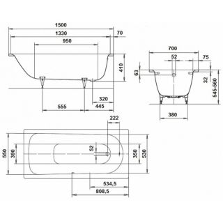 Стальная ванна Kaldewei Saniform Plus 363-1 170х70 111800010001 Стальная ванна Kaldewei Saniform Plus 363-1 170х70 111800010001