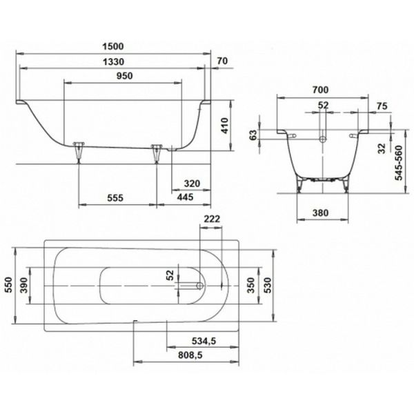 Стальная ванна Kaldewei Saniform Plus 363-1 170х70 111800010001 Стальная ванна Kaldewei Saniform Plus 363-1 170х70 111800010001
