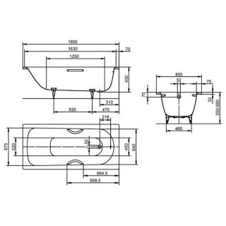 Стальная ванна Kaldewei Saniform Plus 180х80 с покрытием anti-sleap Стальная ванна Kaldewei Saniform Plus 180х80 с покрытием anti-sleap