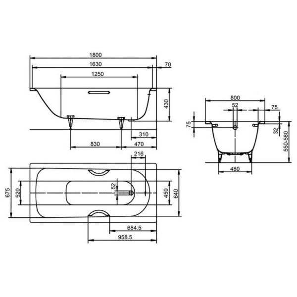 Стальная ванна Kaldewei Saniform Plus 180х80 с покрытием anti-sleap Стальная ванна Kaldewei Saniform Plus 180х80 с покрытием anti-sleap