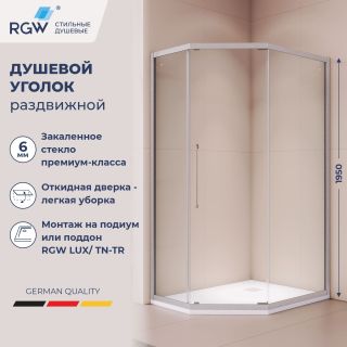 Душевой уголок RGW PA-86S 38088690-111N 100x90 см профиль хром стекло прозрачное