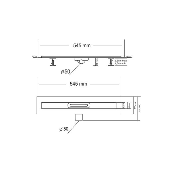 Душевой Vincea лоток SAY CARMINE 510.50.P.PITI, 50 см, хром