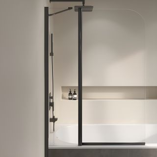Шторка на ванну RGW SC-011B 351101110-14 100 см профиль чёрный стекло прозрачное