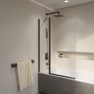 Шторка на ванну RGW SC-011B 351101109-14 90 см профиль чёрный стекло прозрачное