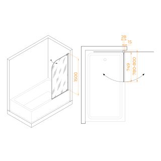 Шторка на ванну RGW SC-01 03110108-11 80см хром
