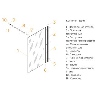 Шторка на ванну RGW SC-050B 351105009-34 90 см профиль чёрный стекло тонированное