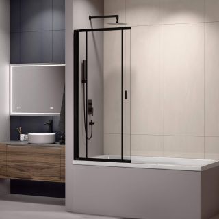 Шторка на ванну RGW SC-40B 03114010-14 100 см профиль чёрный стекло прозрачное