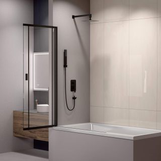 Шторка на ванну RGW SC-40B 03114010-14 100 см профиль чёрный стекло прозрачное