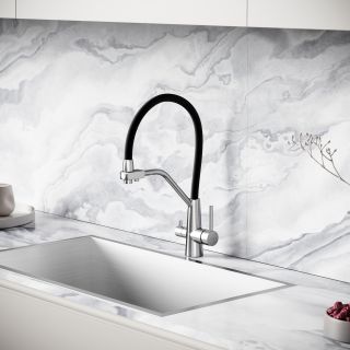 Смеситель для кухни Sancos Нола (Nolia) SC12003SS с краном для фильтра и гибким изливом хром