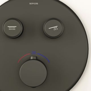 Душевой комплект с термостатом Sancos Космос (Space) SC3006MB чёрный матовый