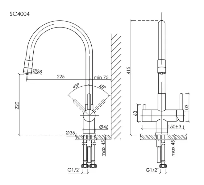 Смеситель для кухни Sancos Lucia SC4004CH хром