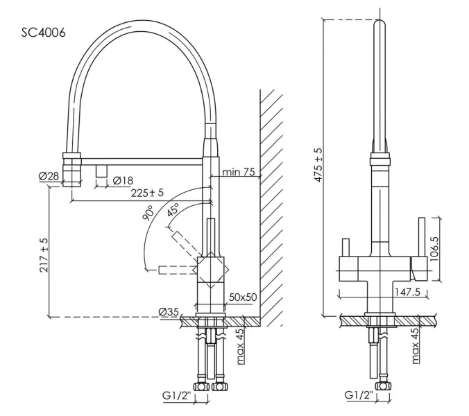 Смеситель для кухни Sancos Moro SC4006MB чёрный матовый