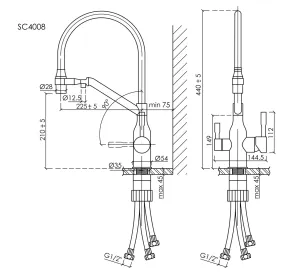 Смеситель для кухни Sancos Orta SC4008MB чёрный матовый