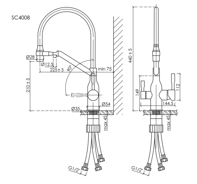 Смеситель для кухни Sancos Orta SC4008MB чёрный матовый