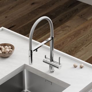 Смеситель для кухни Sancos Имола (Imola) SC4010CHwh с краном для фильтра и гибким изливом хром
