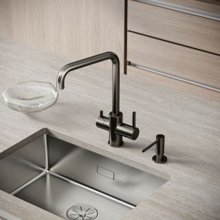 Смеситель для кухни Sancos Вела (Vela) SC4013GG с краном для фильтра воронёная сталь