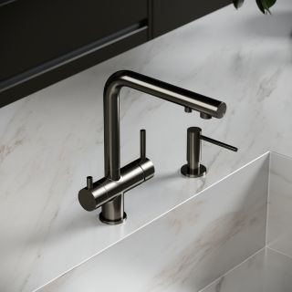 Смеситель для кухни Sancos Спин (Spin) SC4014GG с краном для фильтра воронёная сталь
