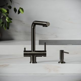 Смеситель для кухни Sancos Спин (Spin) SC4014GG с краном для фильтра воронёная сталь