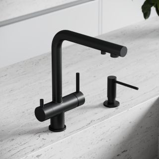 Смеситель для кухни Sancos Фостер (Foster) SC4014MB с краном для фильтра чёрный матовый