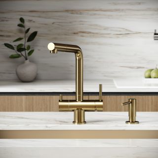Смеситель для кухни Sancos Спин (Spin) SC4015BG с краном для фильтра и вытяжным изливом брашированное золото