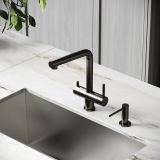 Смеситель для кухни Sancos Спин (Spin) SC4015GG с краном для фильтра и вытяжным изливом воронёная сталь