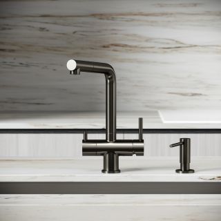 Смеситель для кухни Sancos Спин (Spin) SC4015GG с краном для фильтра и вытяжным изливом воронёная сталь