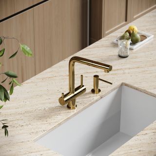 Смеситель для кухни Sancos Спин (Spin) SC4015ZG с краном для фильтра и вытяжным изливом золото