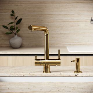 Смеситель для кухни Sancos Спин (Spin) SC4015ZG с краном для фильтра и вытяжным изливом золото
