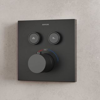 Душевой комплект с термостатом Sancos Линн (Linn) SC9022MB чёрный матовый