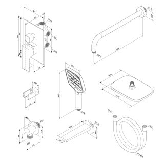 Встраиваемая душевая система Damixa Gala 953510300 черный Встраиваемая душевая система Damixa Gala 953510300 черный