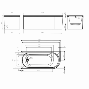 Ванна акриловая Am.Pm X-Joy W94A-170L70W-ARP 170x70 см левосторонняя с каркасом и панелью белый