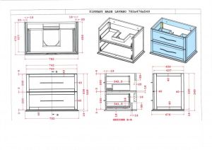 Тумба под раковину Cezares 74x55 Blu Petrolio Tiffany 54950