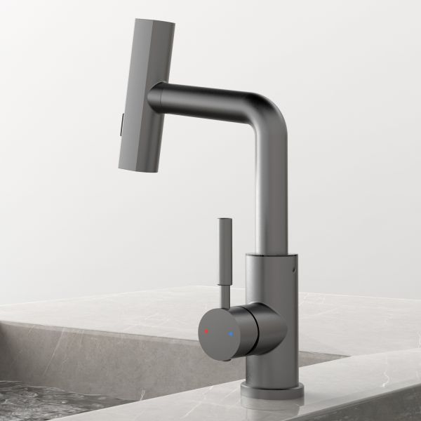 Смеситель для раковины Black&White Sky Day 3028GM оружейная сталь