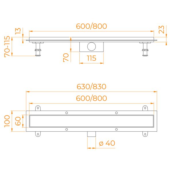 Душевой лоток RGW SDR-34 64213480-01 80см хром Душевой лоток RGW SDR-34 64213480-01 80см хром