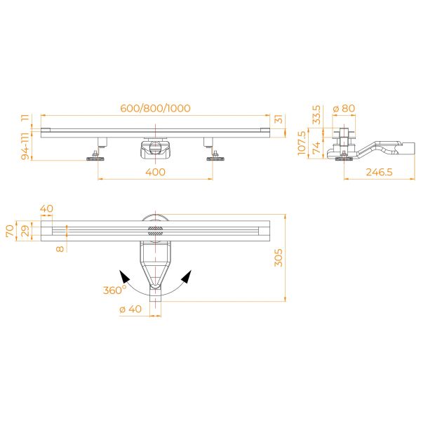 Душевой лоток обрезной RGW SDR-50B 76215080-04 80 см чёрный Душевой лоток обрезной RGW SDR-50B 76215080-04 80 см чёрный