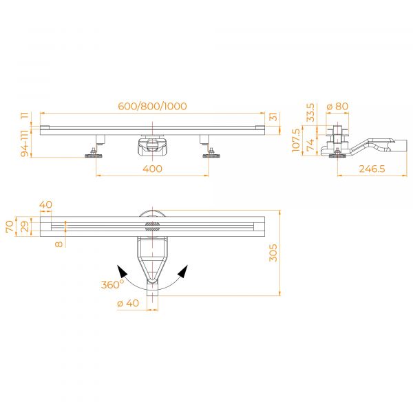 Душевой лоток обрезной RGW SDR-50S 76215060-13 60 см сатин