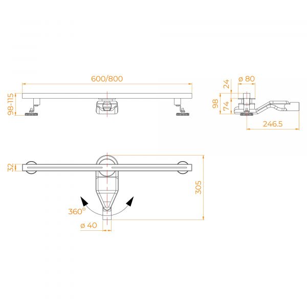 Душевой лоток RGW SDR-52Gb 76215280-06 80 см золото брашированное