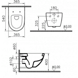 Унитаз Vitra Sento 7748B003-0075 безободковый