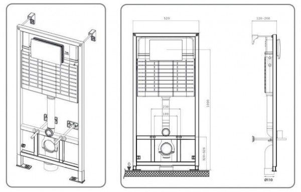 Инсталляция для унитаза Bettoserb Sava Fix Slim SET40006459 клавиша смыва Twin чёрный матовый